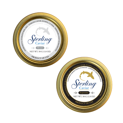 Tins of royal and supreme caviar