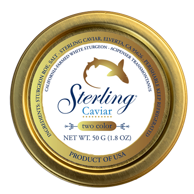 50g tin of two color grade caviar from sterling caviar